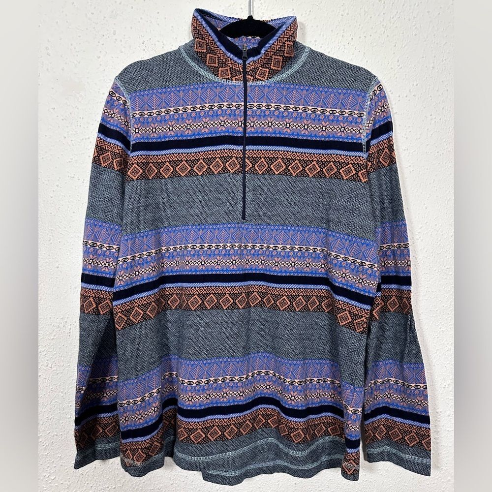 Woolrich Half Zip Sweater with Nordic Pattern 100% Cotton X-Large